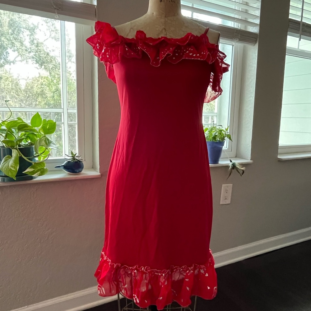 Red Off-Shoulder Ruffle Dress Costume